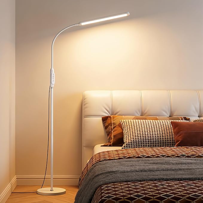 Bright LED Floor Lamps Touch and Remote Dimming for Eyelash Extension Tattoo Manicure Craft Drawing Makeup Living Room Bedroom Office Adjustable Gooseneck Standing Reading Lights esthetician lash lamp