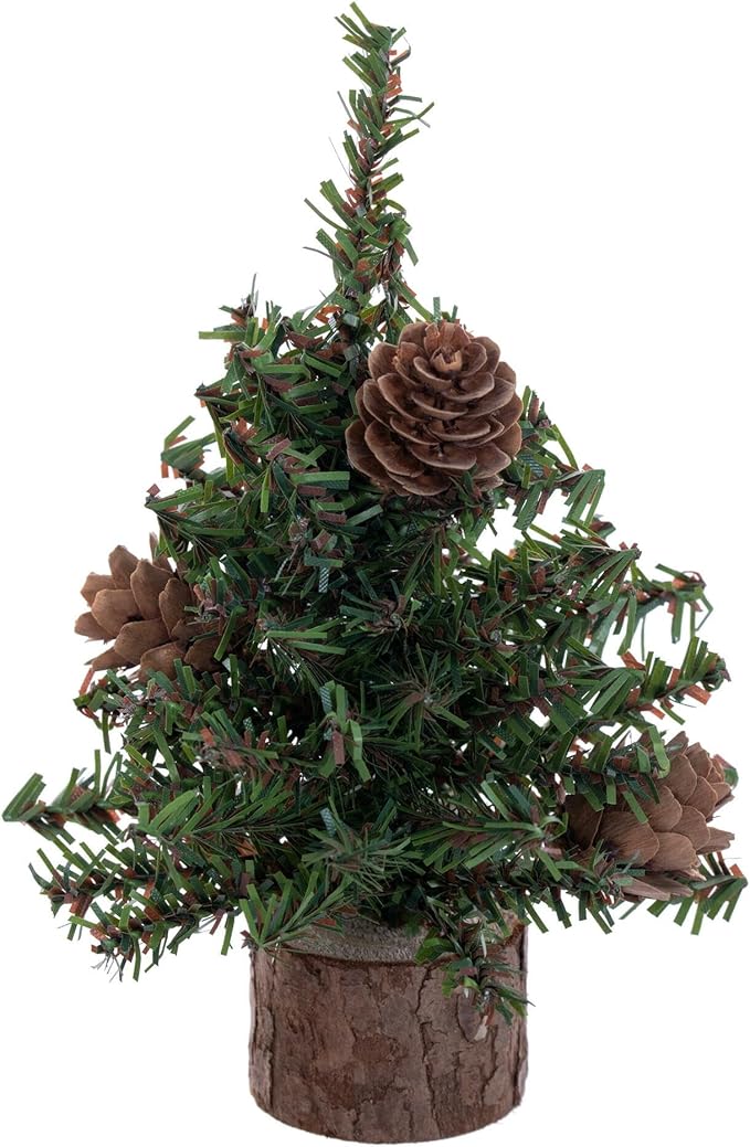 Vickerman 6" Caramel Pine Artificial Christmas Tree Unlit, Seasonal Indoor Tabletop Home Decor with Decorative Wood Base