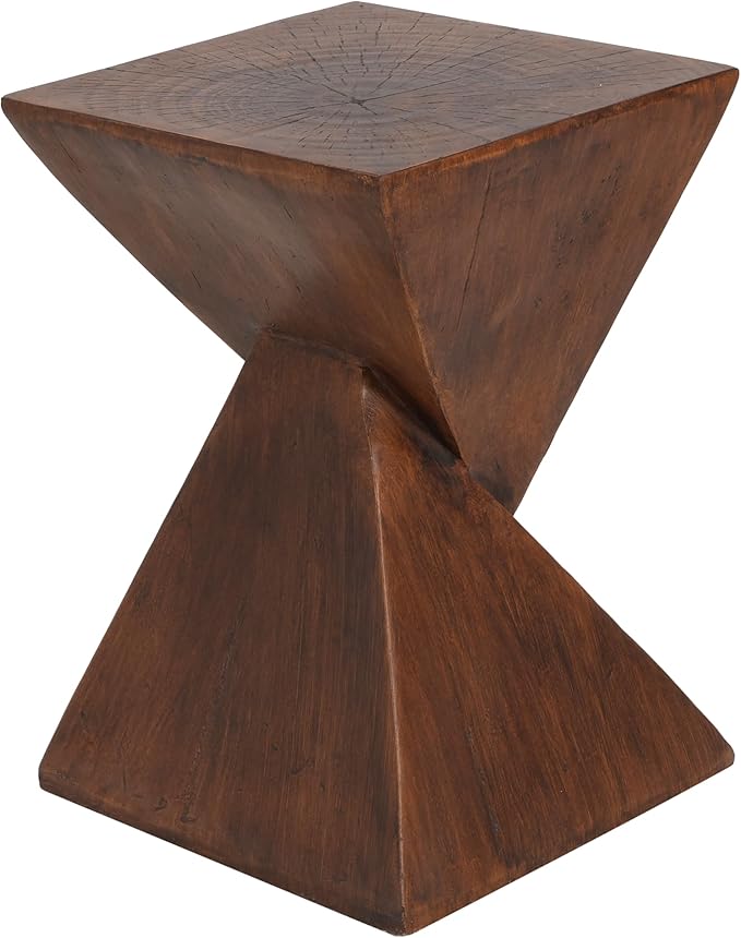 Modern Side Table with Geometric Design, Stylish Accent End Table for Living Room & Bedroom, Contemporary Black Accent Furniture for Home Decor (Dark Brown)