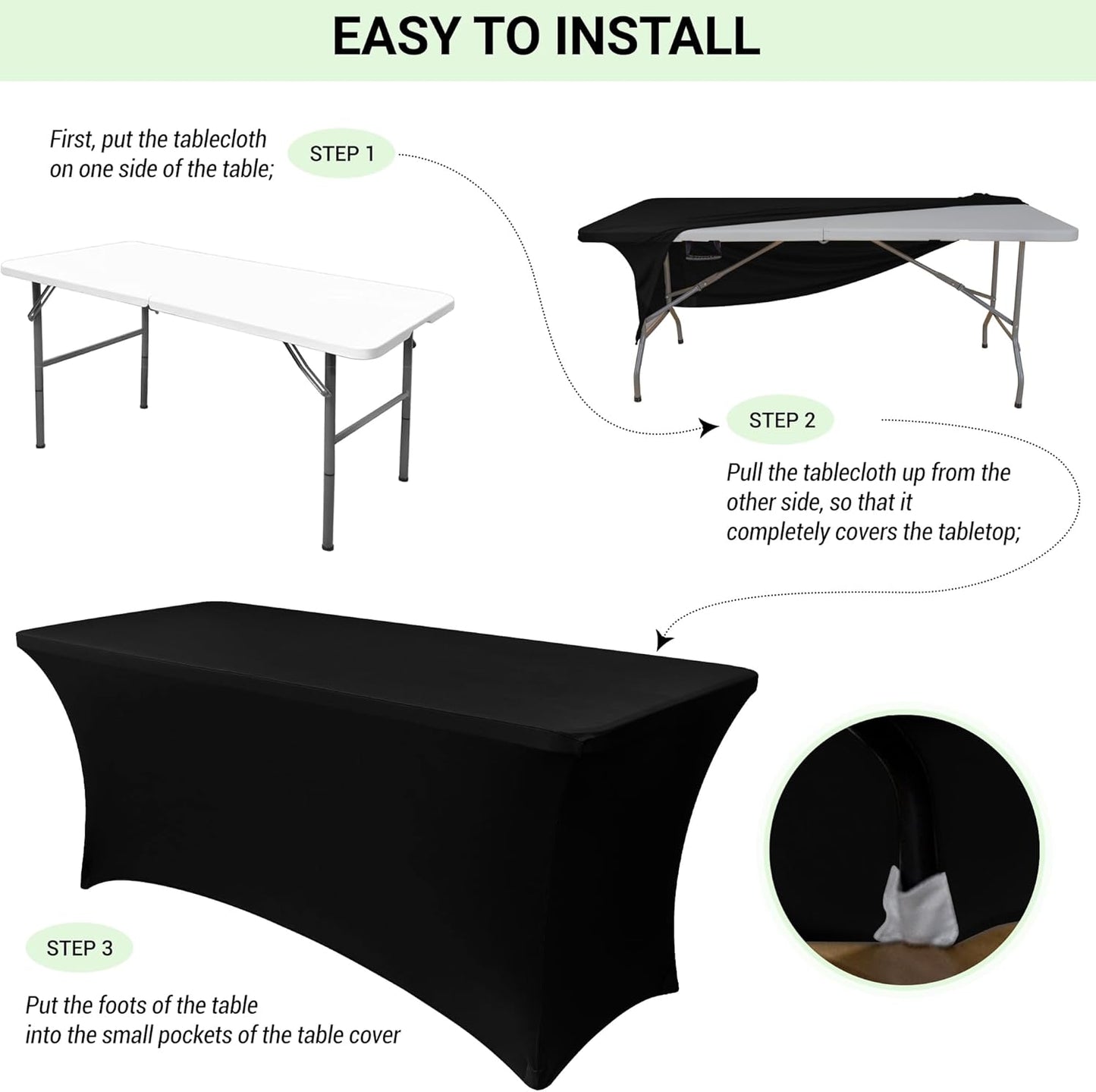 Obstal Spandex Table Cover 8ft Fitted Tablecloth Rectangular - Stretch Rectangle Folding Table Cloth for Birthday Party Wedding Banquet, Dark Pink, 96L x 30W Inch