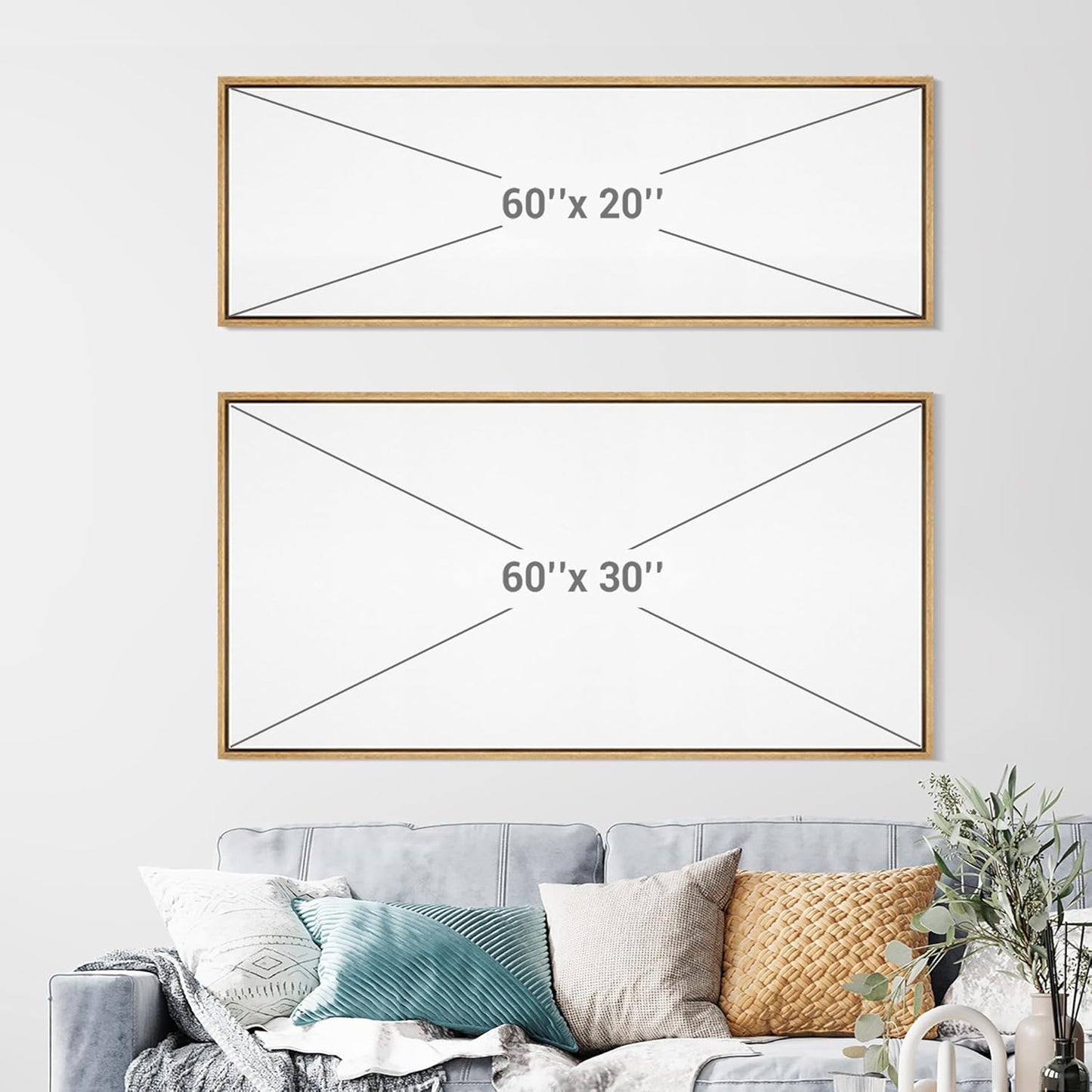 MUDECOR Large Framed Canvas Print Wall Art White Abstract Calligraphy Antique Retro Fine Art Illustrations Decorative Colorful for Bedroom - 60"x20"