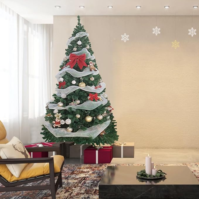 BESTHLS 8FT Christmas Tree Artificial Christmas Tree for Indoor Decoration with 1500 Branch Tips Solid Metal Stand