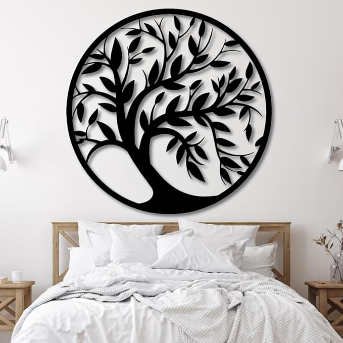 Tree of Life Wall Art,Metal Tree Wall Decorations for Living,Dining Roo,Tree of Life Metal Wall Art(24"×24", Style 4)