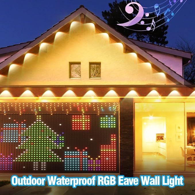Permanent Outdoor Lights for House, 150FT Smart RGB Outdoor Lights with Remote APP Control, DIY LED Scenes Modes for Christmas, House Roof Decor,Party