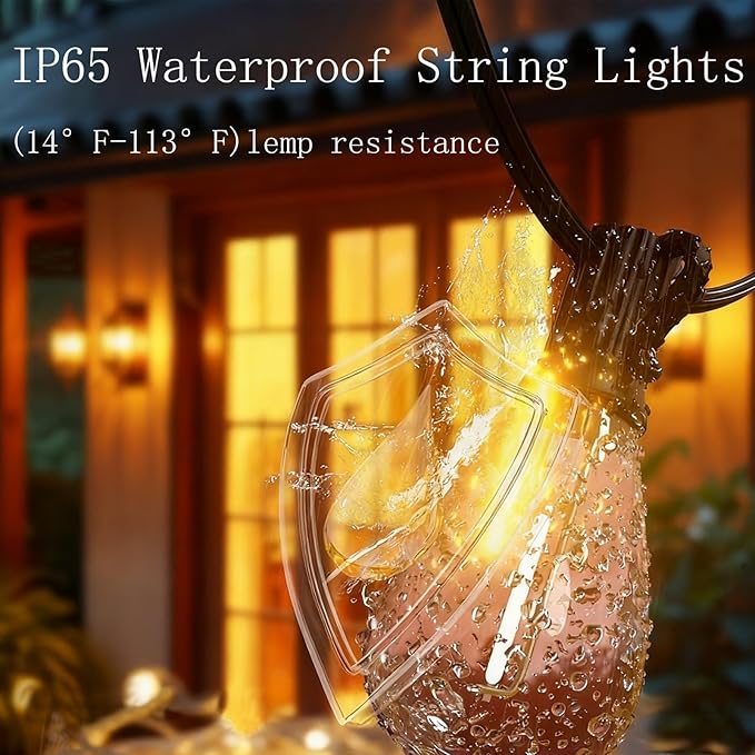 200FT Outdoor String Lights, Ultra Long Waterproof 60+2 Shatterproof Bulbs Led Outside Patio Lights for Porch Deck Garden Backyard Balcony Wedding Party Decor