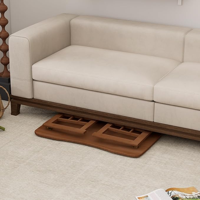Folding Coffee Table for Living Room, 31.5 in Foldable Floor Table, Bamboo Low Coffee Tables for Small Spaces, No Assembly, Lightweight Simple Storage for Apartment, Sunroom (Brown)