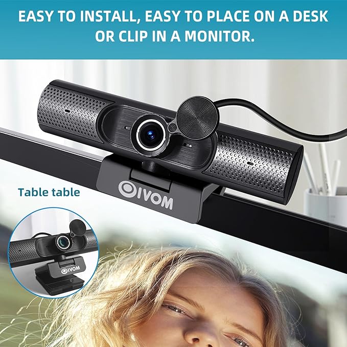 Webcam with Microphone and Speaker, 1080P Web Camera for Desktop Computer Laptop, USB Camera with Physical Privacy Cover,Plug and Play, Streaming Webcam, Wide Angle PC Cam (1080p mic Speaker)