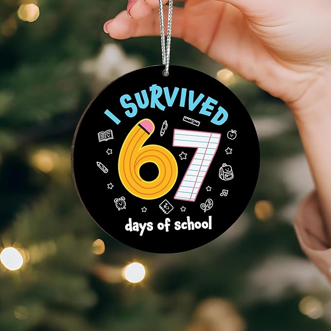 67 Christmas Ornament, 67 Ornaments for Xmas Tree, Funny Christmas Ornaments 2025, 6 7 Meme Ornament for Teens, Six Seven Gifts, Gag Gifts for Teens, Teen Girls Trendy Stuff (Pencil 67)