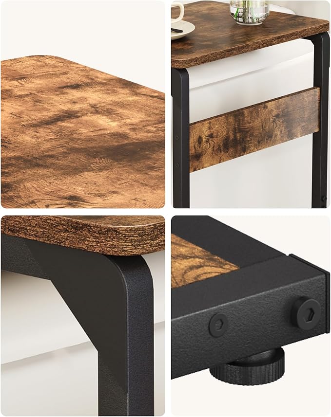 C-Shaped End Tables, Sofa TV Trays Set of 2, Tray Table Small Couch Side Table for Living Room, Bedroom, Bedside ET-YB-BRW2
