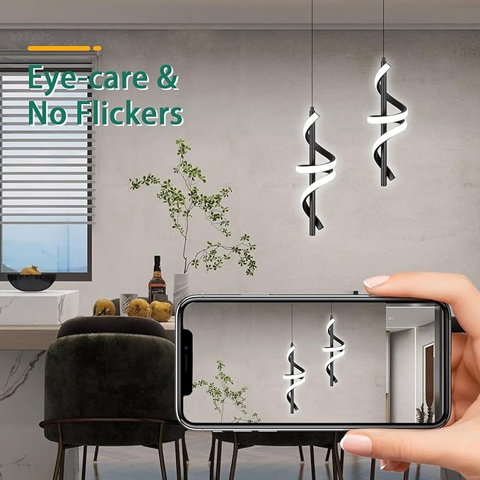 CANEOE Black Pendant Light Fixtures, Adjustable Modern Pendant Lights for Kitchen Island Small Pendant Lighting for Kitchen Island Dining Room Bar Living Room Bedroom Hanging Light Fixtures,1 Pack