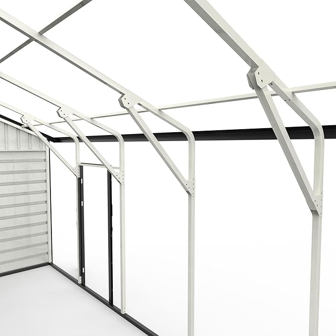 25x33 Outdoor Storage Shed, Extra Large Metal Garage Building, Heavy Duty Double Garage Shed with Side Door & 16 GA Steel Frame, Waterproof 2 Car Sheds for Car, Truck, Bike, Tool Storage, Cream