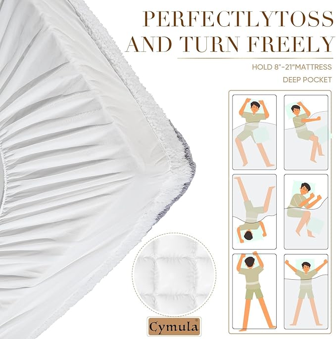 Cymula Twin XL Mattress Topper, Sherpa Mattress Pad for College Dorm Bed 2inch Extra Thick Mattress Cover with 900GSM Down Alternative Soft Pillow Top, Grey