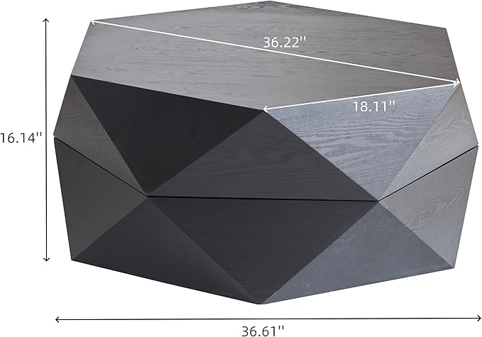 36.61" Round Drum Coffee Table with Storage, Farmhouse Retro Coffee Table for Living Room, Office, Black
