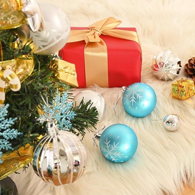 50Pcs Christmas Tree Ornaments - 2.36''/60mm Christmas Ball Ornaments Set for Xmas Tree Holiday Party Wedding Home Decorations (Blue & Silver)