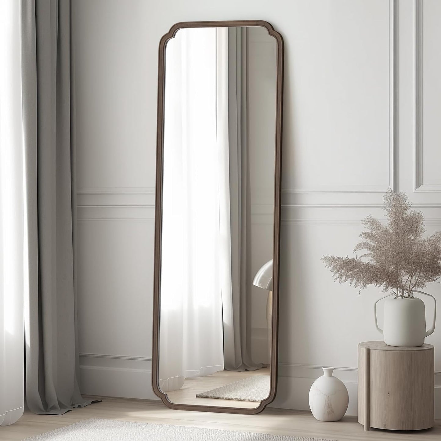 WallBeyond Full Length Mirror Wall Mounted 71"x24", Rustic Wooden Frame Floor Mirror, Large Full Body Mirror for Bedroom, Leaning or Hanging Against Wall (Walnut Solid Wood)