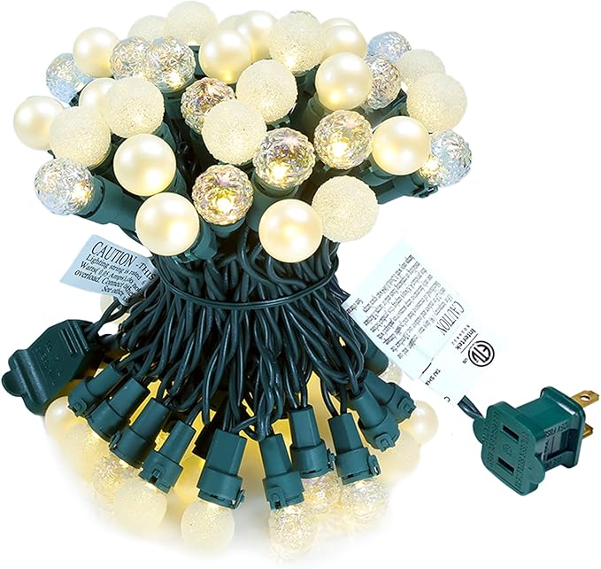 GlowVibe Christmas Lights Outdoor Warm White G15 Glass Bulbs 70 LED 19FT Plug in Mini Globe String Lights Connectable for Indoor Patio Xmas Tree Décor