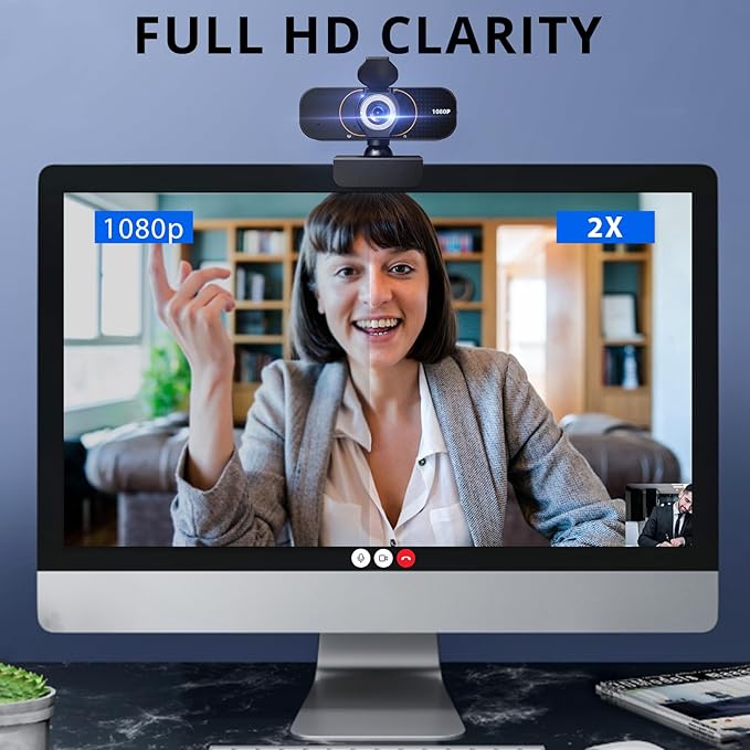1080P Webcam for Computer, Wide Angle USB C, Plug and Play, Privacy Cover, Web Cam with Tripod, External Camera for Laptop/Desktop/Mac/PC