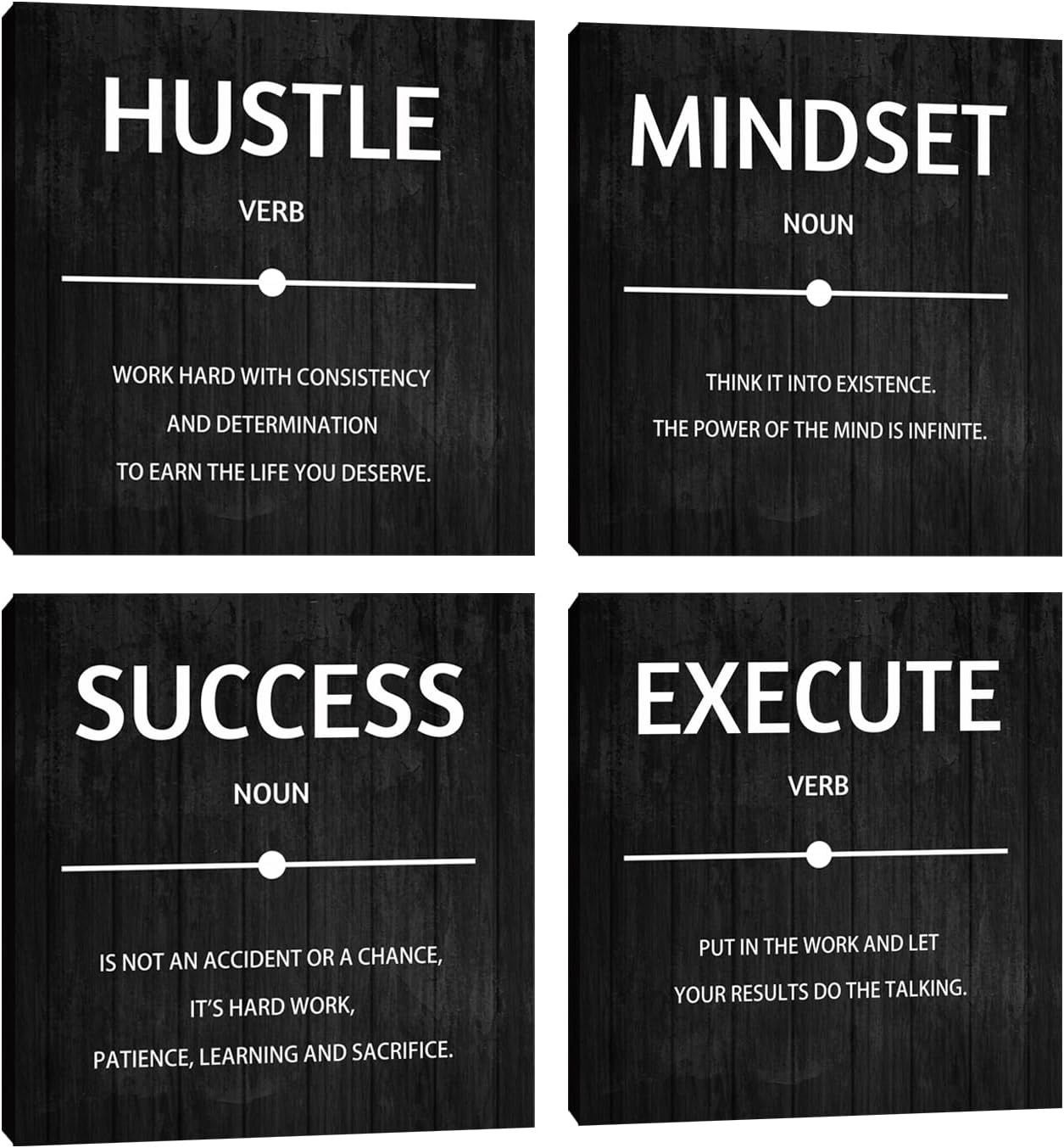 Motivational Wall Decor Inspirational Office Quotes for Living Room Bedroom Canvas Posters Painting 4 Pieces Wall Art Framed Modern Quotes Artwork Wall Decoration Home Decor Office Decor 12”X12”X4