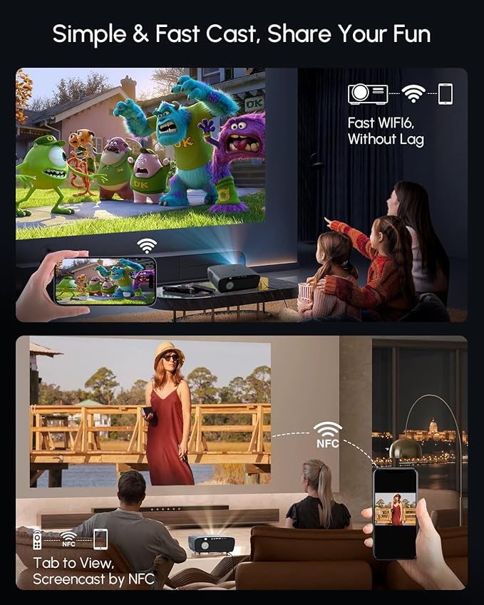 Smart 4K Projector Google TV & Built-in Apps, 2400ANSI High Bright Daylight Projector, Ultra HD Daytime Projector ToF Auto Focus/Keystone, WiFi6/Bluetooth/HDMI2.1 for Home Theater Outdoor Movie Gaming