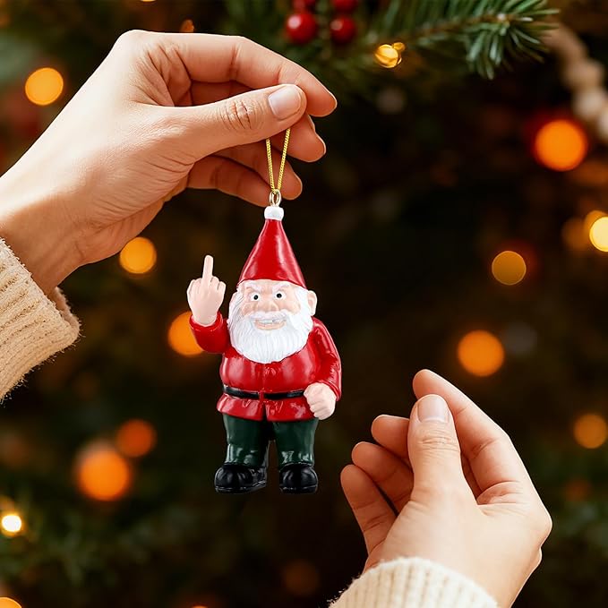PETCEE Gnome Ornament - Naughty Gnome Funny Christmas Ornaments for Adults Inappropriate Christmas Tree Ornament Decorations Holiday Gnome Home Decor White Elephant Keepsake Gifts for Adults Friends