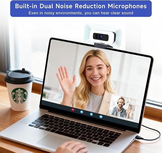 Webcam with Light, 1080p Webcam for PC with Microphone, USB Computer Camera for Desktop, Web cam with Tripod, Plug and Play, Adjustable Lighting
