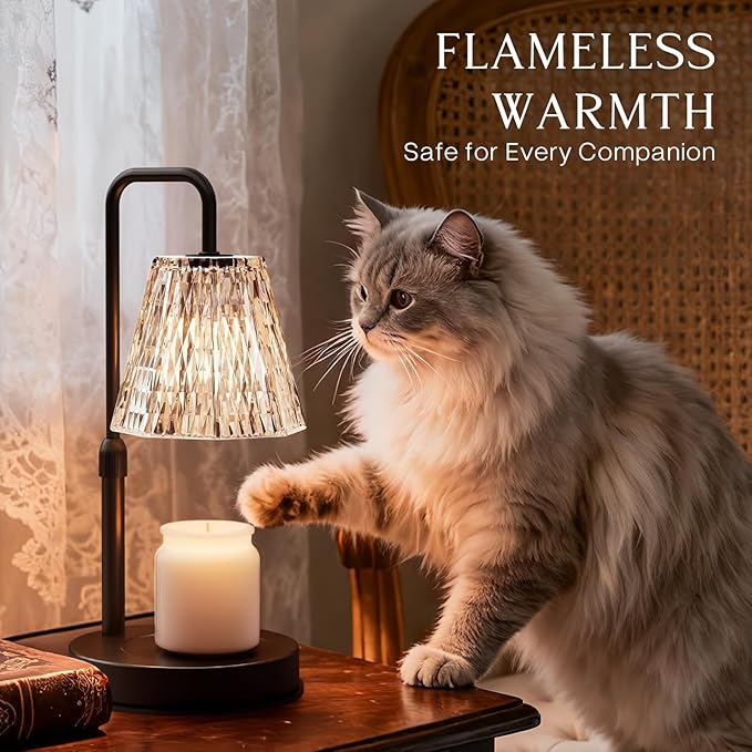 Candle Warmer Lamp with Timer – Dimmable Wax Warmer for Room Decor, Height Adjustable Candle Lamp for Mom Christmas Gifts, Birthday Gifts for Women, House warming Gifts for New Home Decor with 2 Bulbs