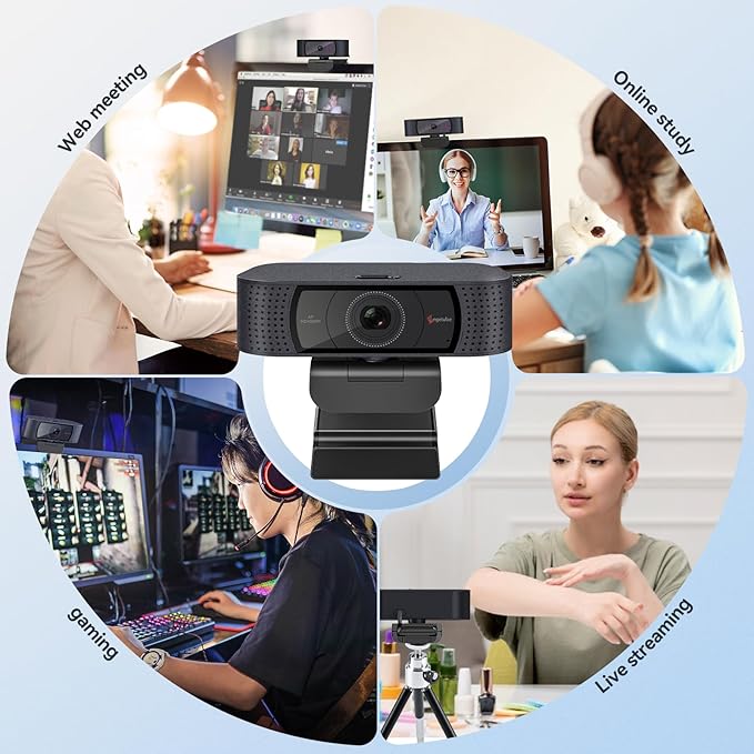 Angetube 1080P HD Webcam with Microphone, Computer Camera, 2 Mics, USB Type-A & A-to-C Adapter, Plug & Play USB PC Camera for Laptop, Web Cam for Online Calling, Zoom/Teams/Facetime, 2025 Version