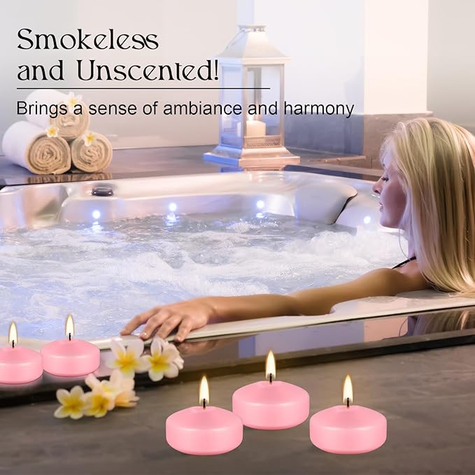 12-Pack 2-Inch Pink Floating Candles - Romantic Decor for Celebrations, and Parties