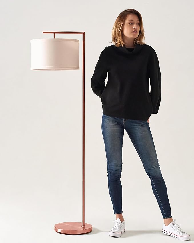 Brightech Montage Modern Floor lamp, LED Floor Lamp for Living Rooms & Offices - Tall Standing Lamp for Bedroom Reading - Corner Pole Lamp for Contemporary Home Decor - Rose Gold