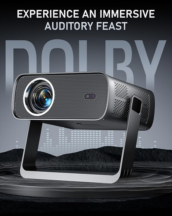 [Officially-Licensed App & Auto Focus] Projector with WiFi and Bluetooth, XuanPad Full HD 1080P Portable Projector, 210° Rotatable Stand, Auto Keystone, Dust Removal and Heat Dissipation Design