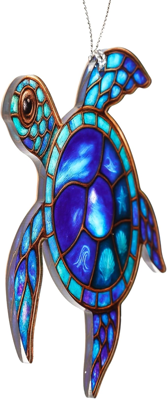 Turtle Gifts for Women, Coastal Christmas Ornaments, Turtle Ornament, Ocean-Inspired Sea Design with Blue Glow, Unique Marine Holiday Decoration and Beach-Themed Ornament Gift for Ocean Lovers