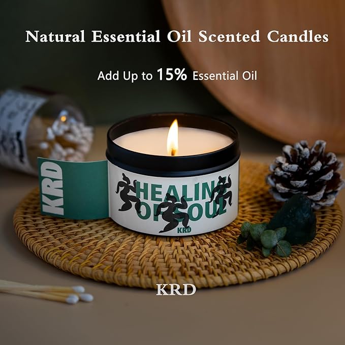 KRD Christmas Gifts for Women, 4 Pack Fruity Scented Candles Gift Set, 4x3.2oz 80H Burn, Kitchen Odor Eliminator Soy Wax