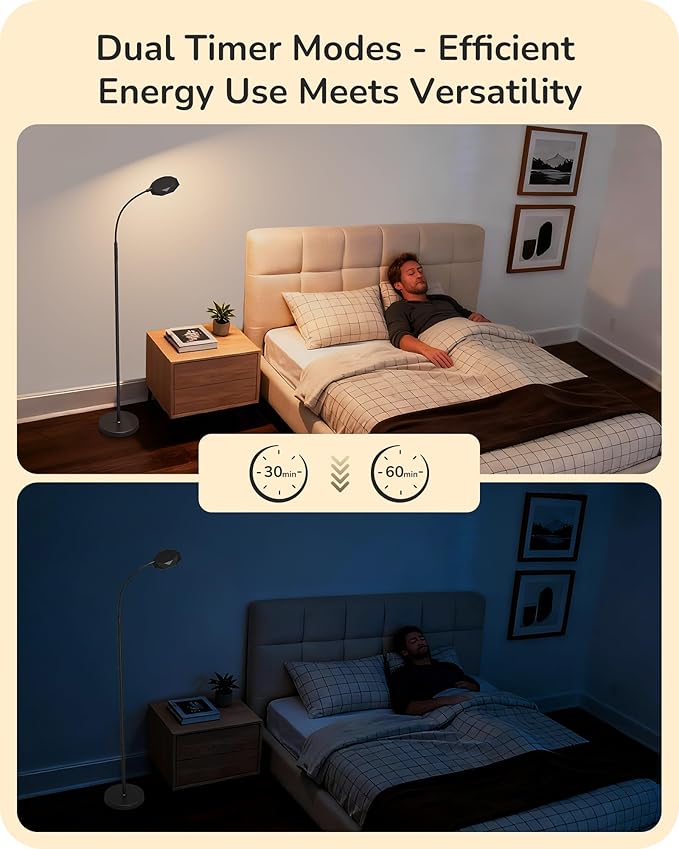 EDISHINE LED Floor Lamp, 1300LM Super Bright Reading Floor Lamps for Living Room, Dimmable 4 Color Temperature Standing Lamp, Remote & Touch Control, Adjustable Gooseneck Lamp for Bedroom Office Black