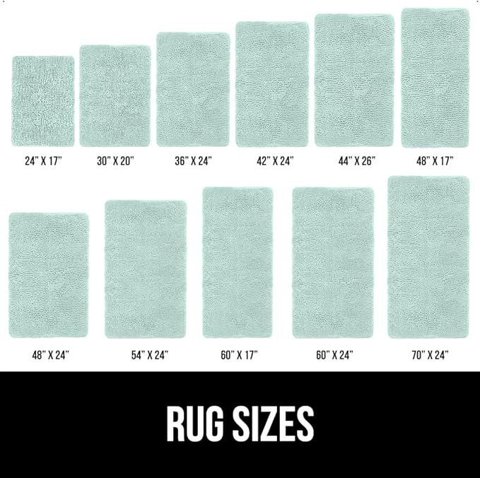 GORILLA GRIP Bath Rug Mat, Thick Soft Absorbent Chenille, Quick Dry Microfiber Mats, Rubber Backing Washable Shower Floor Rugs, US Designed Bathroom Bathmat Home Decor Accessories, 24x17, Seablue