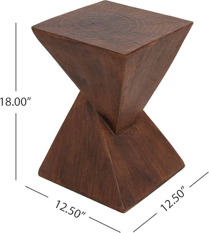 Modern Side Table with Geometric Design, Stylish Accent End Table for Living Room & Bedroom, Contemporary Black Accent Furniture for Home Decor (Dark Brown)