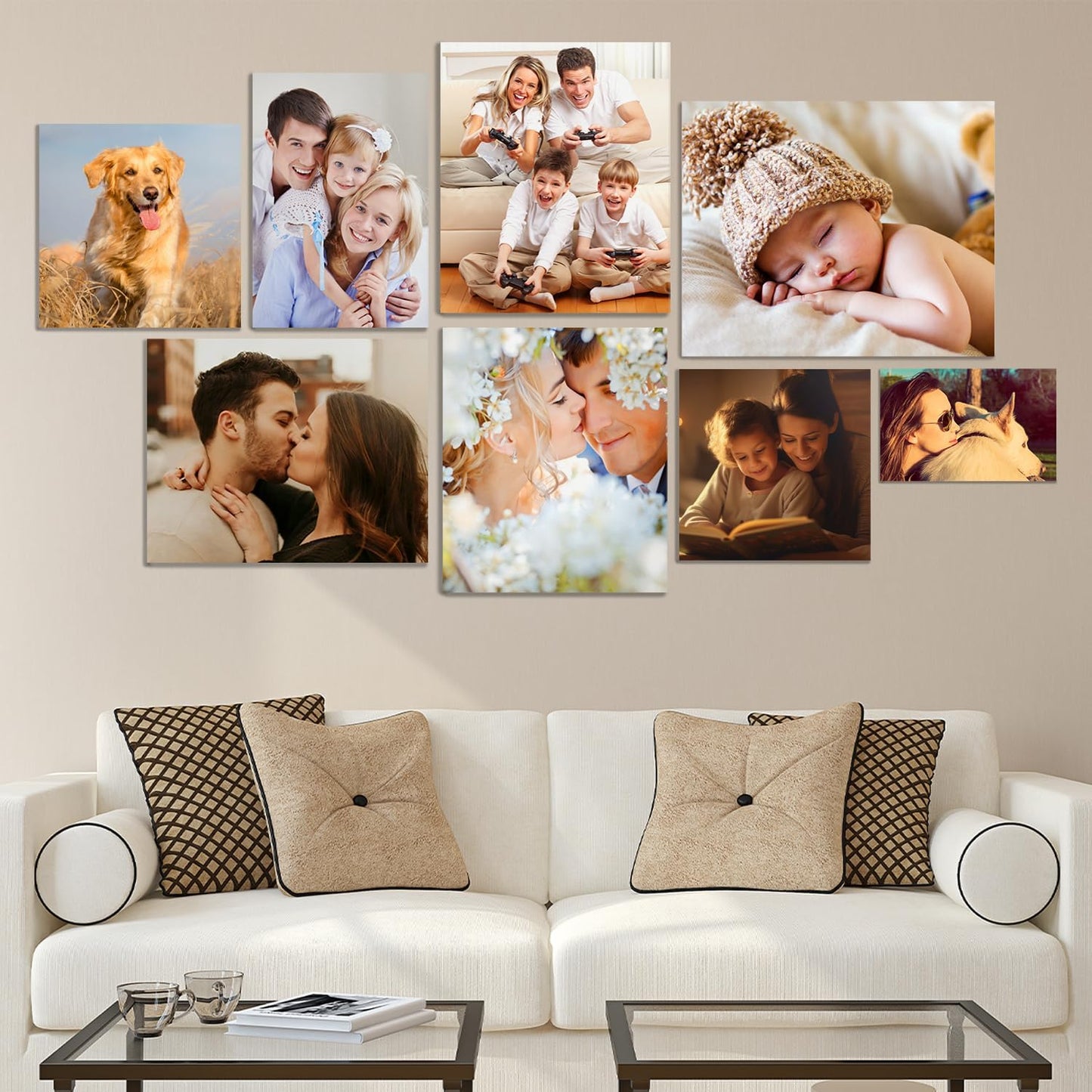 Ship Next Day - Custom Canvas Prints with Your Photos, Personalized Canvas with Pictures Print for Wall Art Bedroom, Customized Photo Gifts for Couple Men Women Mom Baby Dog Family - 12"W x 8"L