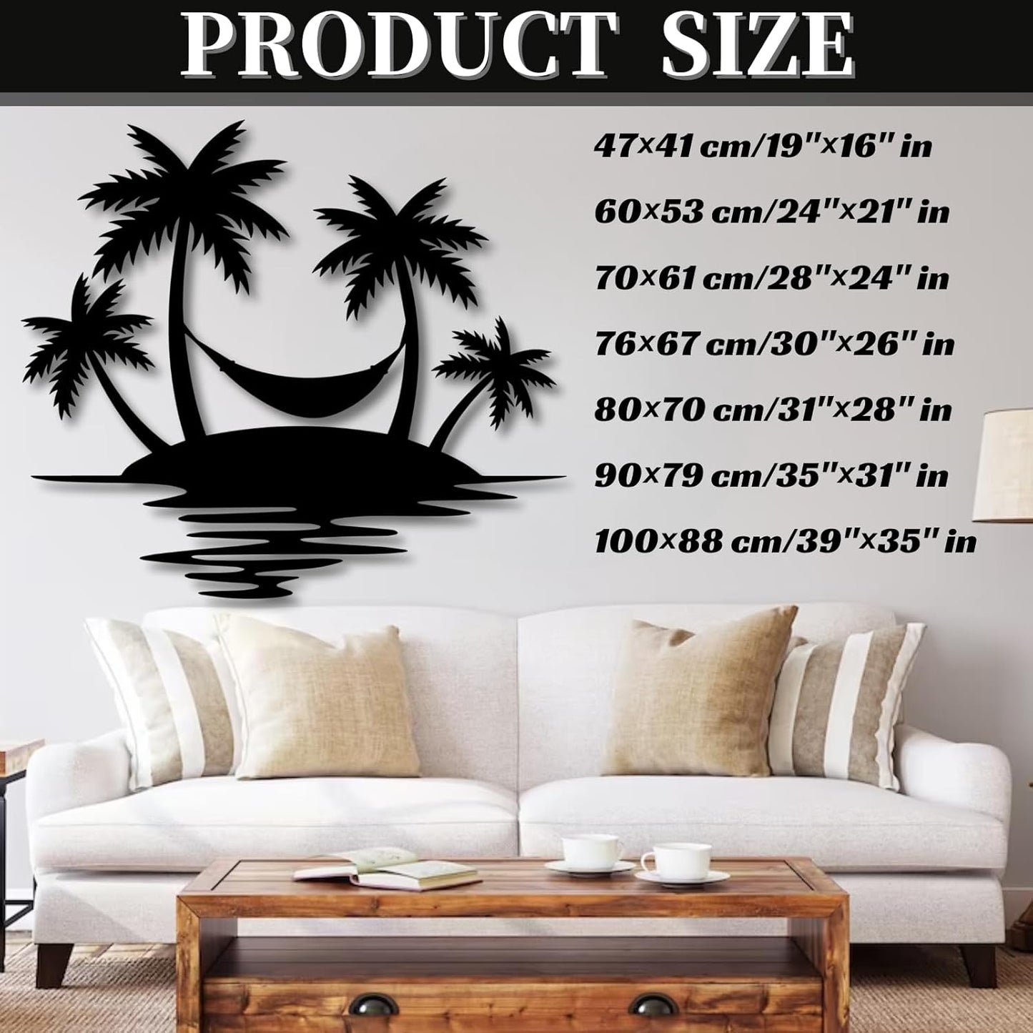 Palm Tree Metal Wall Decor,Palm Tree Outdoor Wall Art,Tropical Palm Tree Wall Decorations for Living Room,Outdoor Wall Decorations for House19"×16",White)