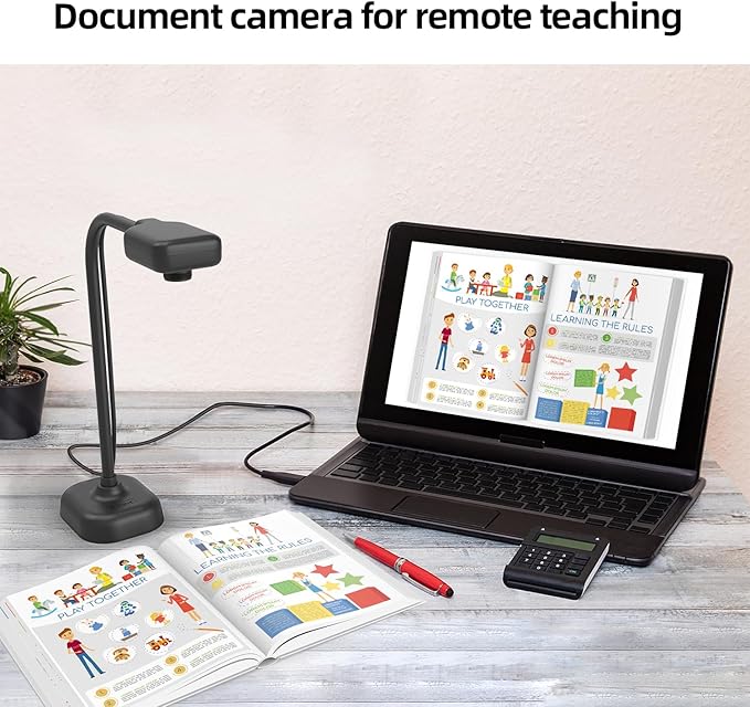 Document Camera for Teachers and Classroom, Gawervan USB Webcam/Doc Camera Built-in Mic— Mac OS, Windows, Chromebook Compatible for Live Demo, Web Conferencing, Distance Learning, Remote Teaching