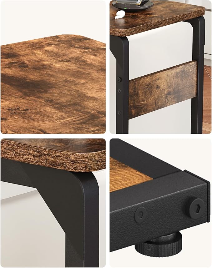 Narrow C-Shaped End Table, Small Couch Side Table, Sofa TV Tray Table for Living Room, Bedroom, Bedside ET-YB-BR1