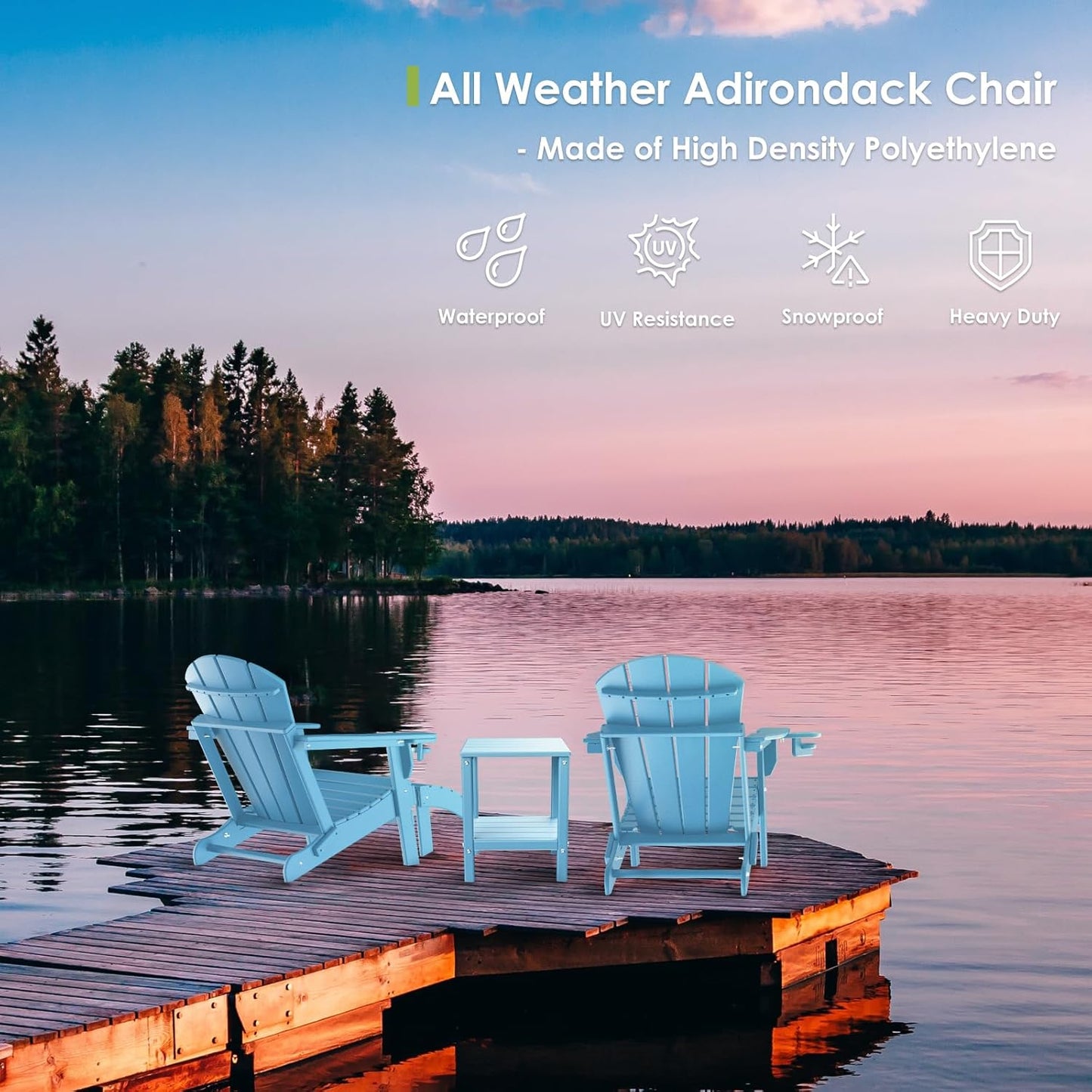 GREENVINES Adirondack-Ottoman | HDPE Plastic | Outdoor Footrest | All Weather | Foot Rest | Foot Stool | Arctic | for Adirondack Chair | for Patio Backyard Pool