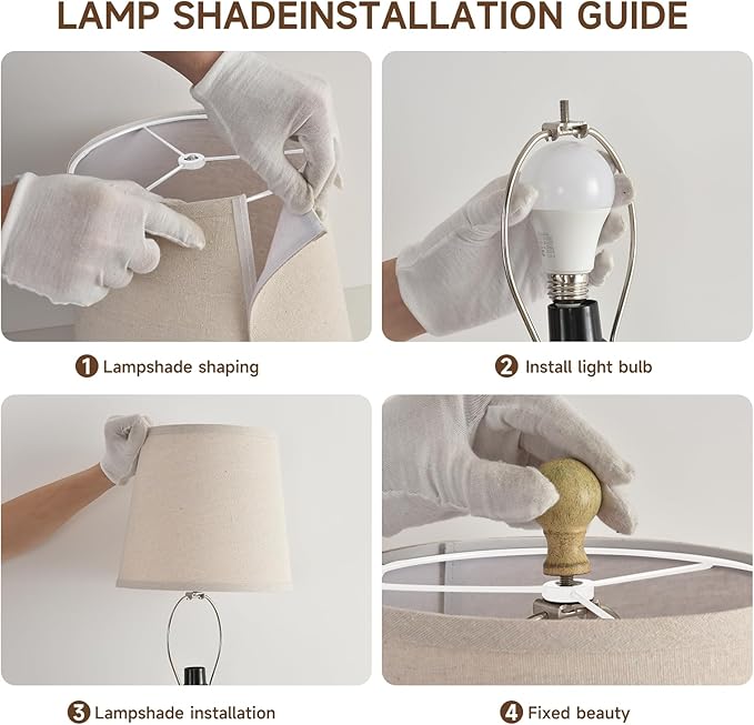 Terpsichore Lamps for Living Room Modern Farmhouse Table Lamp Bedside Reading Lamps Set of 2 Night Stands Bedroom Night Lamp,with Fabric Lamp Shade (Sepia, High 26.25 Inch)