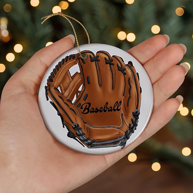 Sports Kids Christmas Ornament - Baseball Mitt & Player Gift - Christmas Ornaments