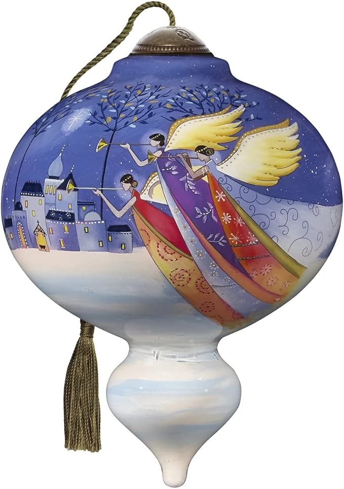 Ne’Qwa Art Angels We Have Heard On High Hand-Painted Blown Glass Ornament – Religious Christmas Ornament – 7221106