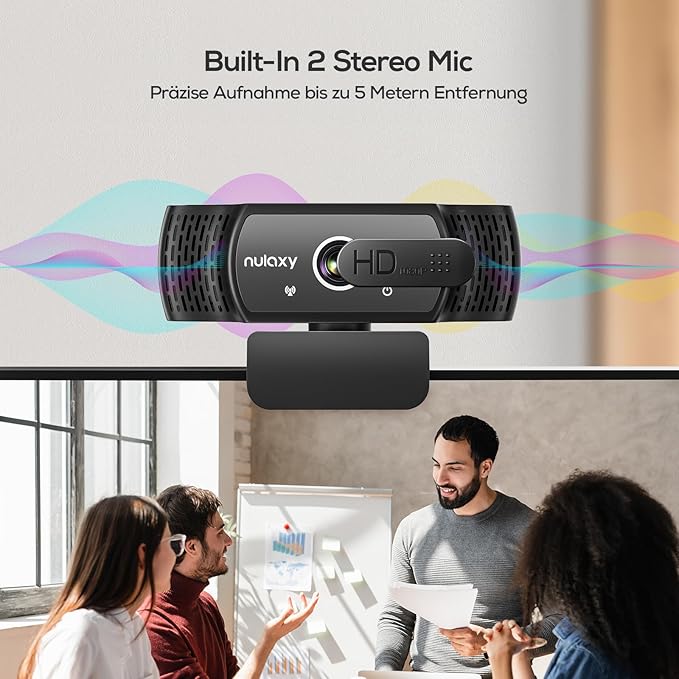 Nulaxy USB Webcam with Microphone, HD 1080p Webcam with Privacy Cover for Laptop PC Desktop, HD Light Correction, Web Camera for Video Calling, Online Classes, Skype, Zoom, FaceTime, Smart TV