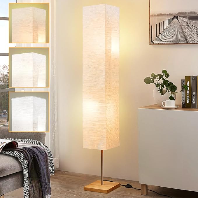 GyroVu 65" Floor Lamp for Living Room, Color Temperature Adjustable Standing Lamp for Bedroom, Corner Floor Lamp for Office& Living Room Tall lamp for Home Decor(Bulbs Included)