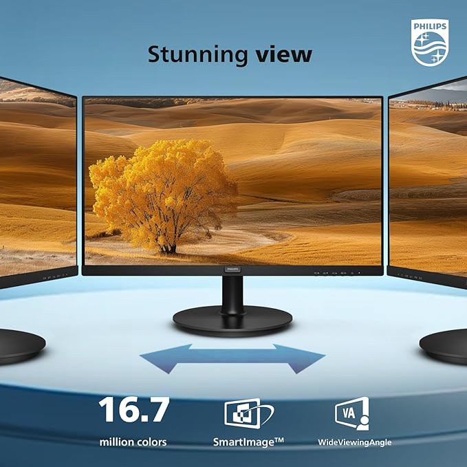 Philips New 27-inch Class Thin Full HD (1920 x 1080) 100Hz Monitor, VESA, HDMI x 1, VGA Port x1, Eye Care, 4 Year Advance Replacement Warranty, 271V8LB, Black