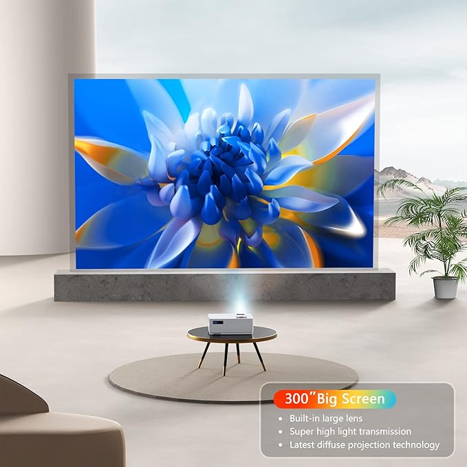 Projector with 5G WiFi and Bluetooth, Native 1080P Projector, Full HD 18000LM Movie Projector, 100" Display Home Theater, Compatible with Phone/Laptop/TV Stick (White, Projector Bag Included)