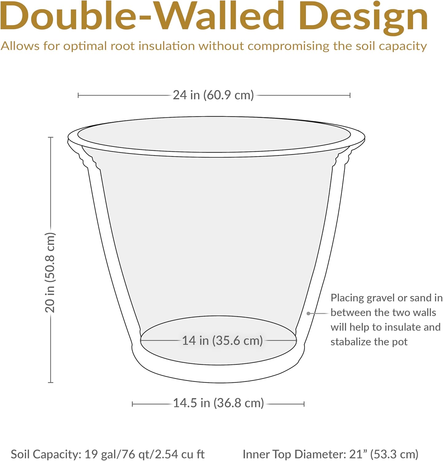 Sunnydaze 24-Inch Anjelica Large Plastic Pot for Plants - Outdoor Polyresin Round Planter with Drillable Drainage Holes - Rust - 4pk