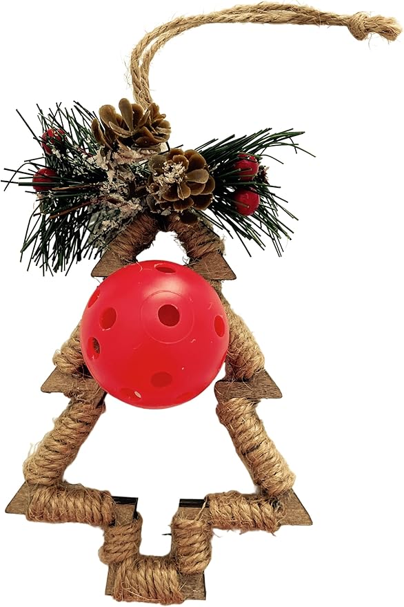 Jute Wrapped Christmas Tree (Pickleball) Ornament - Makes a Unique Addition to Your Ornament Collection