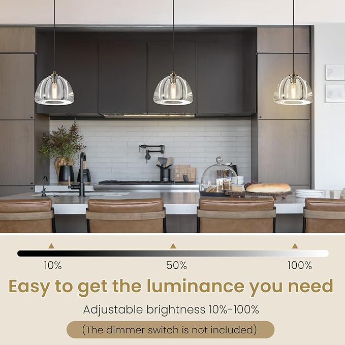 Aged Brass Crystal Pendant Light: Set of 2 Dimmable Antique Copper Hanging Pendant Light Fixtures over Kitchen Island -7" Modern Luxury Vintage Dining Room Pendants Lighting 3000k E12 Bulb Included